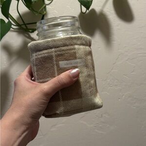 Handmade Beige Plaid Coffee Cozy